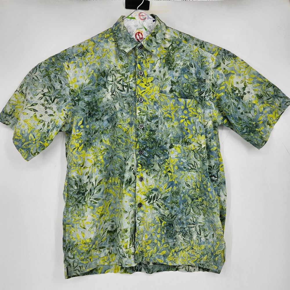 Johari West Shirt Mens Large Short Sleeve Button Up Hawaiian Geometric Casual